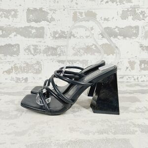 New Abound Austyn Black Block Heel Square Toe Strappy Sandals V346